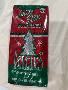 NEW Brite Star 2000 Strands 18" Silver Icicles Christmas Tree Vintage Antique